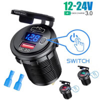 Bộ sạc xe máy USB QC3.0 PD Type C có ổ cắm công tắc cho xe 12V / 24V Thuyền ô tô Xe buýt Xe tải Caravan Marine