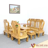 Bộ Salon Bàn Ghế Gỗ Gõ Đỏ Chạm Đào Tay 10 Sơn Bóng Mờ 6 Món Cao Cấp