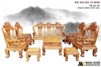 Bộ Salon Gỗ Gõ Đỏ 10 Món Chạm Khắc Tinh Xảo - SL901