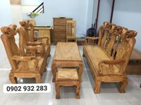 Bộ salon gỗ gõ đỏ chạm đào tay 8