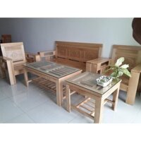 Bộ Salon gỗ sồi tay 12 màu tự nhiên, Bộ bàn ghế phòng khách gỗ, BỘ SỒI TAY 12