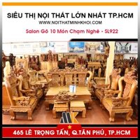 Bộ Salon Tay 14 Gỗ Gõ Đỏ 10 Món Chạm Nghê - SL922