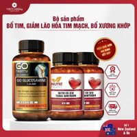Bộ Sản Phẩm Bổ Tim, Bổ Xương Khớp New Zealand: Go Glucosamine 1-A-Day 1500mg; Bổ Tim Nutri Co Q10 160g Hawthorn