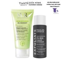 Bộ sản phẩm chăm sóc da mụn Paula's Choice SVR Sebiaclear Gel Moussant + 2% BHA Liquid