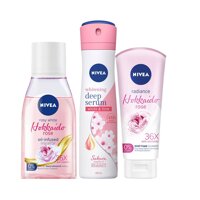 Bộ sản phẩm chăm sóc da và cơ thể chiết xuất hoa hồng Hokkaido Nivea: Nước tẩy trang 125ml Xịt ngăn mùi 150ml & Sữa rửa mặt 100g LazadaMall