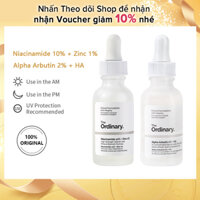 BỘ SẢN PHẨM CHO CHẾ ĐỘ TRỊ MỤN CẢI THIỆN NHƯỢC ĐIỂM DA CỦA THE ORDINARY -Niacinamide 10% + Zinc 1% 30ml & Alpha Arbutin 2% + HA Serum 30ml