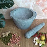 Bộ sản phẩm cối đá +  chày đá xanh nguyên khối Đường Kính 20cm
