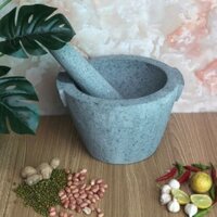Bộ sản phẩm cối đá +  chày đá xanh nguyên khối Đường Kính 22cm