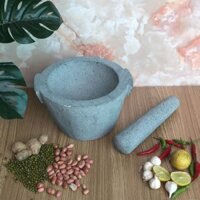 Bộ sản phẩm cối đá +  chày đá xanh nguyên khối Đường Kính 18cm