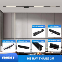 Bộ Sản Phẩm Đèn Trần Thạch Cao Hoặc Lắp Nổi Sang Trọng, Hiện Đại - Mẫu Hệ Ray Thẳng 3 Mét