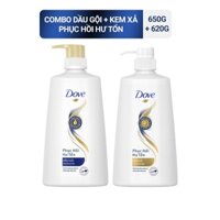 Bộ sản phẩm Dove Phục Hồi Hư Tổn dầu gội 650g + kem xả 620g