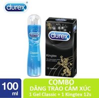 Bộ sản phẩm Durex DÂNG TRÀO CẢM XÚC ( Gel bôi trơn Durex Play Classic 100ml + Bao cao su Durex Kingtex 12s ) - Hãng phân phối chính thức