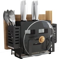 Bộ sản phẩm Giá Kệ để dao thớt  gồm 2 ống đũa và khay hứng nước-Thép chống gỉ sơn 5 lớp
