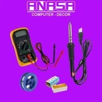Bộ Sản Phẩm Ngành Điện Tử (Tay Hàn 60W SOLDERRING IRON, Đồng Hồ Số XL830, 2 Cuộn Thiếc Hàn Nhỏ OK 63/37, 1 Nhựa Thông)