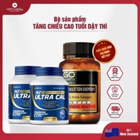 Bộ sản phẩm tăng chiều cao: Viên uống Canxi hữu cơ nano NZ ULTRA CAL và GO MULTI TEEN EVERYDAY