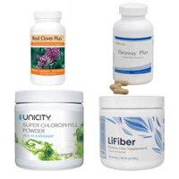 Bộ Sản Phẩm Thải Độc Unicity | Diệp Lục, Red Clover Plus, Paraway Plus, Lifiber