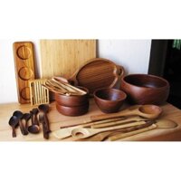 Bộ sản phẩm tô dĩa gỗ xà cừ