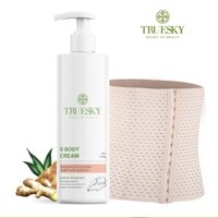 Bộ Sản Phẩm Truesky Tan Mỡ Bụng An Toàn Và Hiệu Quả Gồm 1 Kem Tan Mỡ Bụng Quế Gừng 200g + 1 Đại Nịt Bụng Quấn Nóng