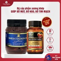 Bộ sản phẩm: Viên uống omega 3 dầu cá hồi OMEGA 3 SALMON OIL (180 viên) và viên uống bổ tim GO CO Q10 160mg (30&60 viên)