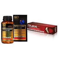 Bộ sản phẩm xương khớp nhập khẩu chính hãng trong uống ngoài bôi gồm Viên uống GO Glucosamine 1-A-Day 1500mg 60 viên và Kem bôi khớp Stabil 75 gam