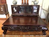 Bộ sập gụ tủ chè 1m6x2m mẫu ngũ phúc cài mai gỗ nạt lành tít