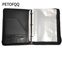 Bộ sắp xếp chất kết dính tài liệu PETOFQ A4, Chất kết dính vòng 3 bằng da với thư mục tệp 8 Pockes, đa chức năng có khóa kéo Hồ sơ doanh nghiệp có thể nạp lại