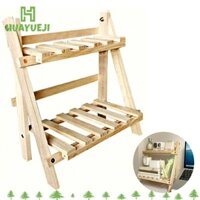 Bộ sắp xếp mặt bàn HUAYUEJI, Kệ lưu trữ bằng gỗ ổn định đa năng, Kệ văn phòng phẩm 2 lớp gấp
