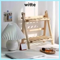 Bộ sắp xếp mặt bàn WITTE, Kệ lưu trữ bằng gỗ ổn định 2 lớp, Kệ văn phòng phẩm đa năng gấp bền bỉ