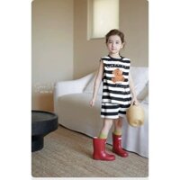 Bộ Sara Min kẻ đen trắng Suprise hình gấu BG size 2-12y