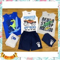 Bộ sát nách cho bé trai 1-5 tuổi hãng OSHKOSH, Quần áo hè trẻ em vải cotton thấm hút mồ hôi