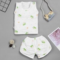 Bộ sát nách in hình rùa IQ Baby màu trắng