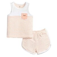 Bộ sát nách kẻ dày Haki màu cam