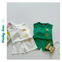 Bộ Sát Nách Máy Bay Cho Bé Trai  MINKYSUN, Bộ Ba Lỗ Chất Cotton Cho Bé Từ 7-27kg.