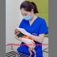 Bộ Scrubs Bác Sĩ, Bộ Đồ Cổ Tim Spa Xanh Đoàn Hàng Cao Cấp Vải Cotton Lạnh Hàn