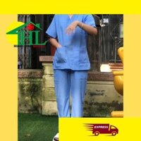 Bộ Scrups bác sĩ, bộ kĩ thuật viên phòng mổ, quần áo blouse nam/nữ màu xanh dương