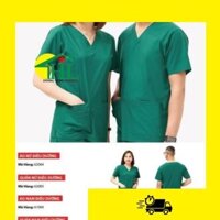 Bộ Scrups Bác Sĩ, Bộ Kĩ Thuật Viên Phòng Mổ, Quần Áo Blouse Nam/Nữ Màu Xanh Lá Cây