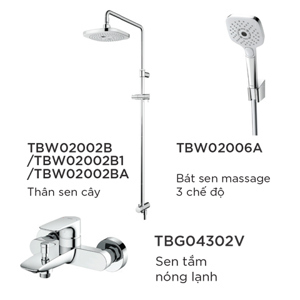 Bộ sen cây tắm nóng lạnh TOTO TBW02002B+TBG04302V+TBW02006A
