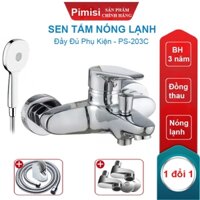 Bộ Sen Tắm Nóng Pimisi PS-203C Đồng Thau Mạ Sáng Bóng, Vòi Hoa Sen Tăng Áp Nhẹ, Chỉnh Nước Bằng  Củ Gật Gù | Chính Hãng