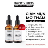 Bộ serum giảm mụn, làm dịu, sáng da, mờ thâm, thu nhỏ lỗ chân lông cho nam Niacinamide 5  Zinc PCA 1 2x30ml - Men Stay Simplicity