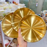 Bộ sét 5 đĩa,Khay Tròn Inox 304 Mạ Vàng 5 size khác nhau Đựng Thức Ăn,Bày Hoa Quả, Decor trang trí
