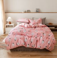 Bộ Set Chăn Ga Giường Và Vỏ Gối Cotton Korea ADU79 Bedding Đủ Kích Thước Trải Nệm 1m4, 1m6, 1m8 Chưa Gồm Chăn - DÂU - 1M8 X 2M