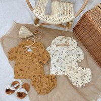 Bộ set cho bé gái [ Áo cổ tròn xinh+Quần Chip] chất xô muslin từ(5-13KG)