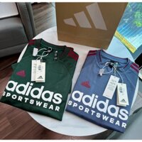 Bộ, Set thể thao hè Adidas Xanh logo ngực kẻ sọc vai LA 1-1 on web