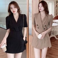 Bộ short cổ vest vai phồng HNGS280