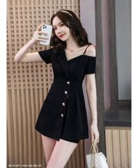 BỘ SHORT CỔ VEST VAI XÉO ĐÍNH NGỌC TRAI - 2571