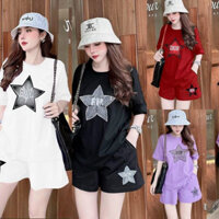 Bộ short thun cotton mùa hè cao cấp thêu ngôi sao nổi Dio,r trẻ trung cá tính kèm ảnh thật .M&K