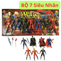 Bộ siêu nhân biệt đội siêu anh hùng 7 nhân vật phát sáng đỏ cử động khớp linh hoạt chất liệu cao cấp