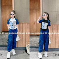 bộ siêu xinh bé gái 8-18kg quần Jeans giấy áo