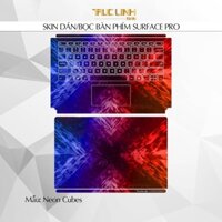 Bộ skin dán phím Surface Pro 3, 4, 5, 6, 7, 8, 9, X, Go... mẫu Neon Cubes