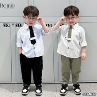 Bộ sơ mi dài tay bé trai cà vạt MILITARY Bernie cá tính - Bộ dài tay bé trai size 9-24kg - 0624B28